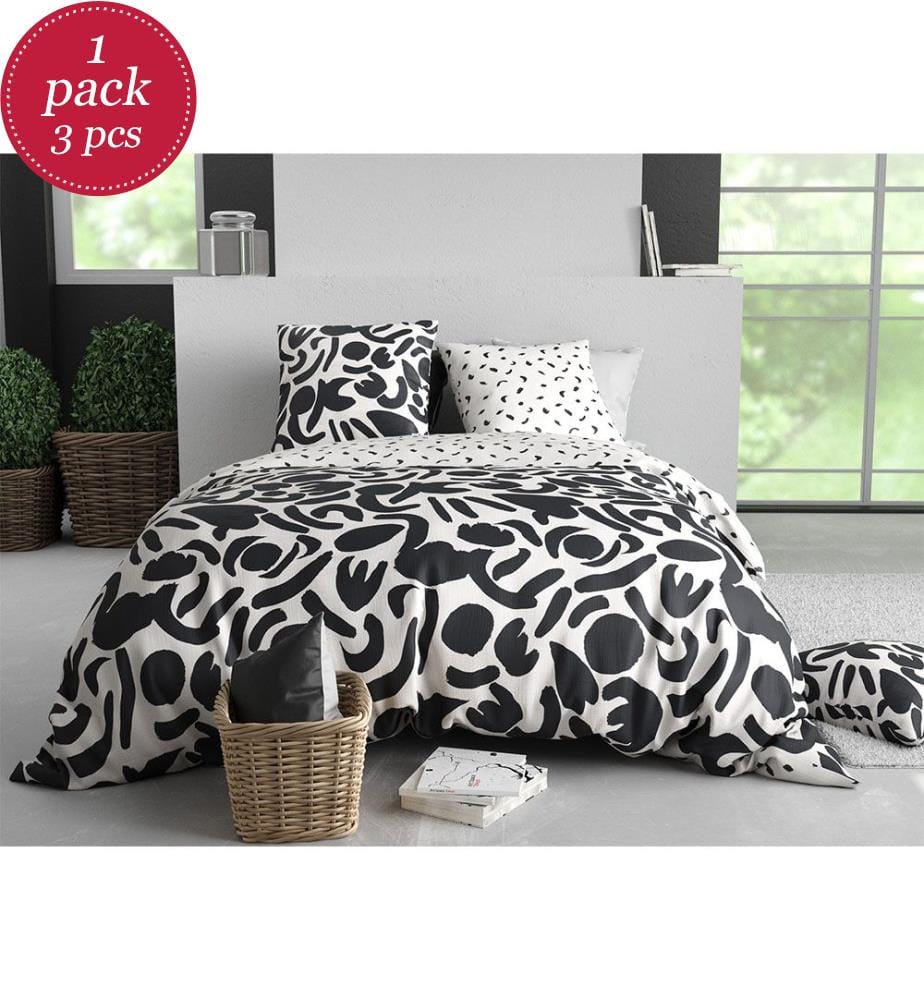 Parure Housse de Couette 3Pièces 240x220cm 100% Coton 57 Fils Maori