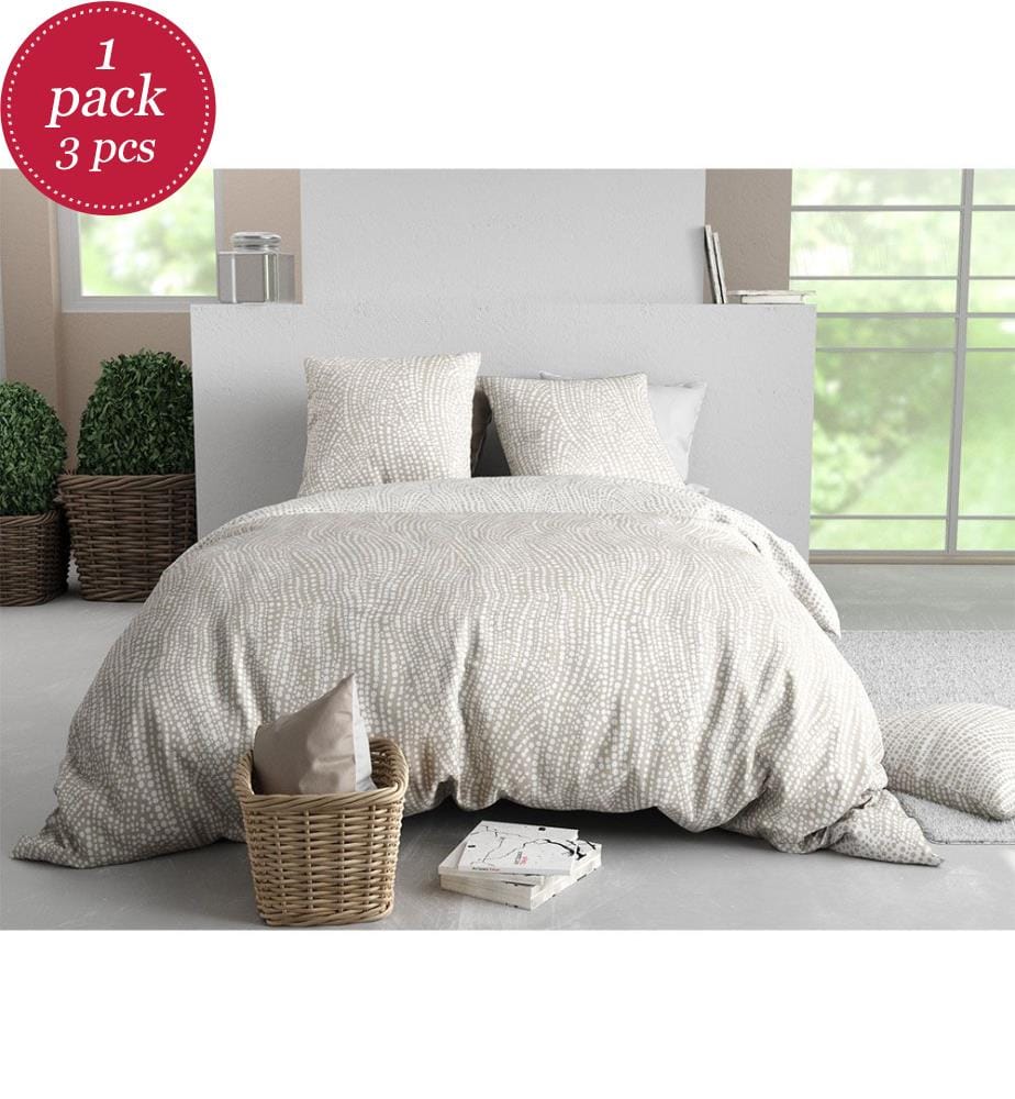 Parure Housse de Couette 3Pièces 240x220cm 100% Coton 57 Fils Nairobi