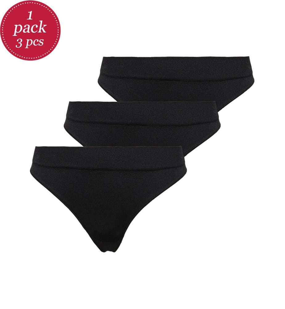 Vicky Rippenstring im 3er-Pack - Black X-3