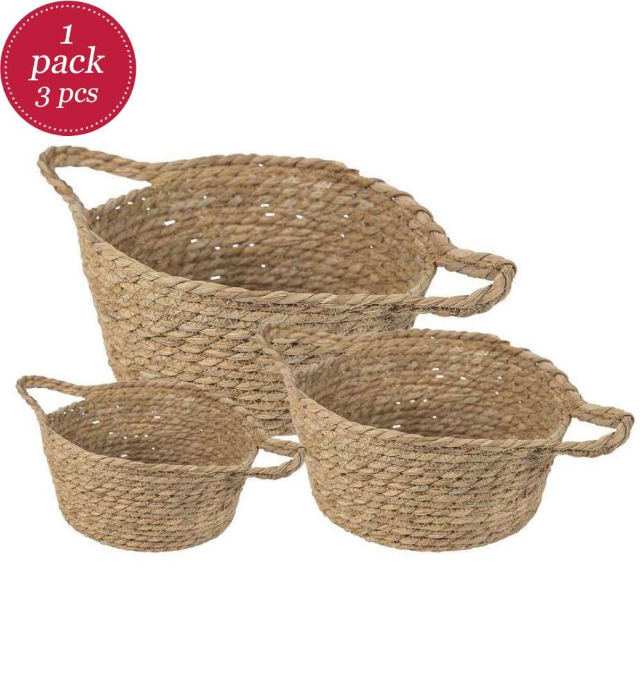 Lot de 3 paniers - Petit / Moyen / Bois naturel