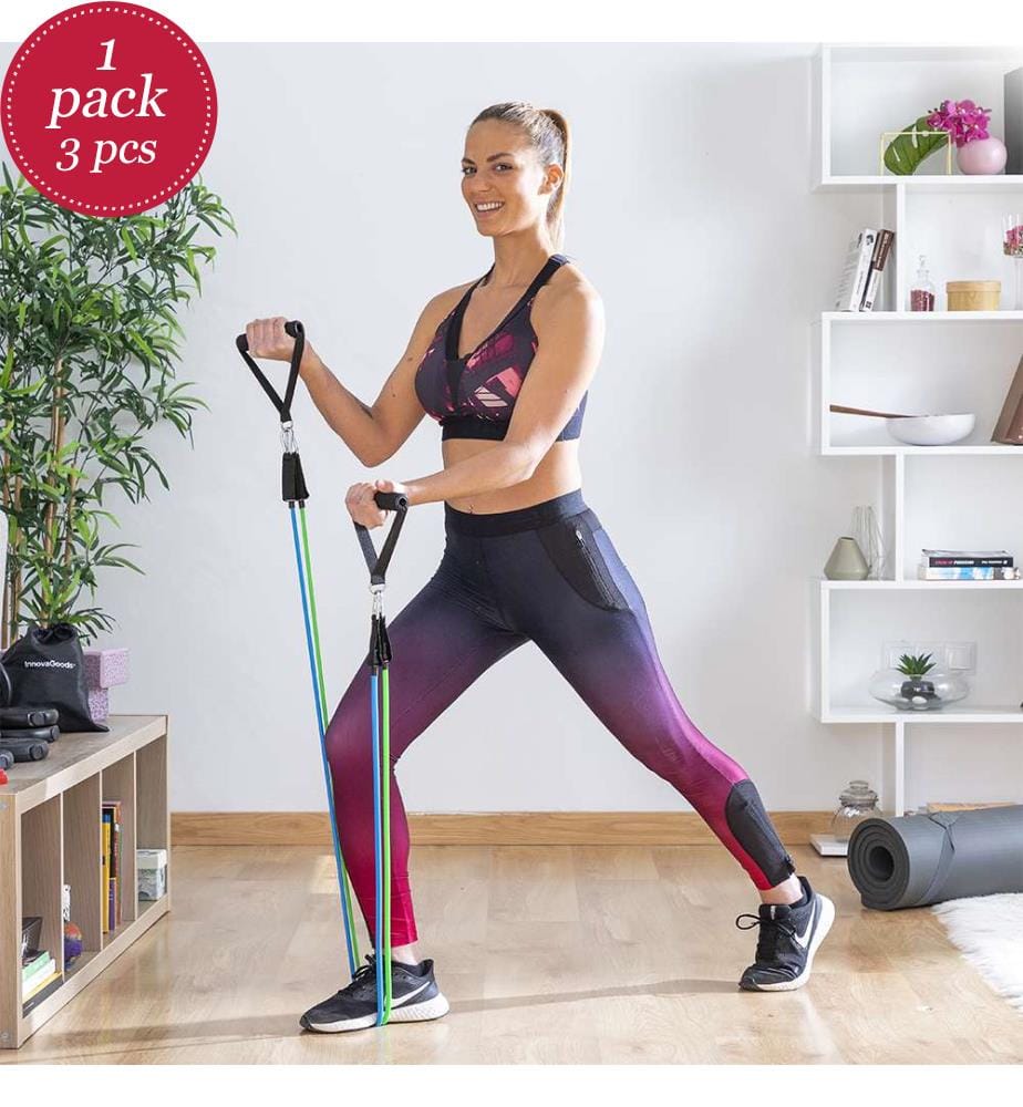 3er Set Resistance Bands mit Zubehör und Übungsanleitung Tribainer - Multicolour