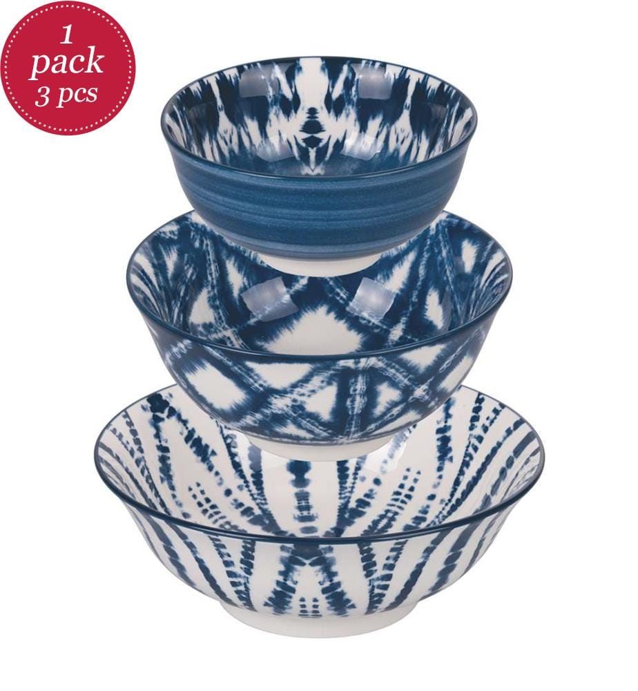 Set of 3 bowls - White / Blue