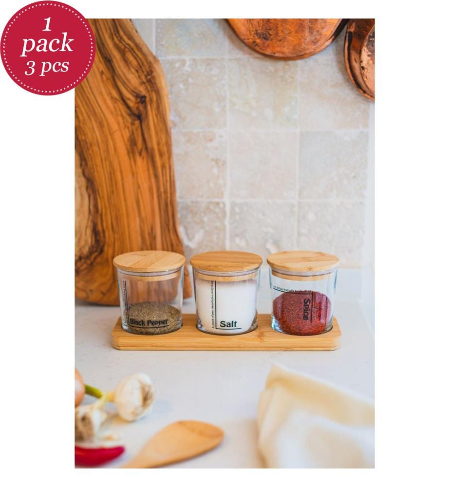 Spice Jar Set, 3 Pieces, Transparent, 100% GLASS