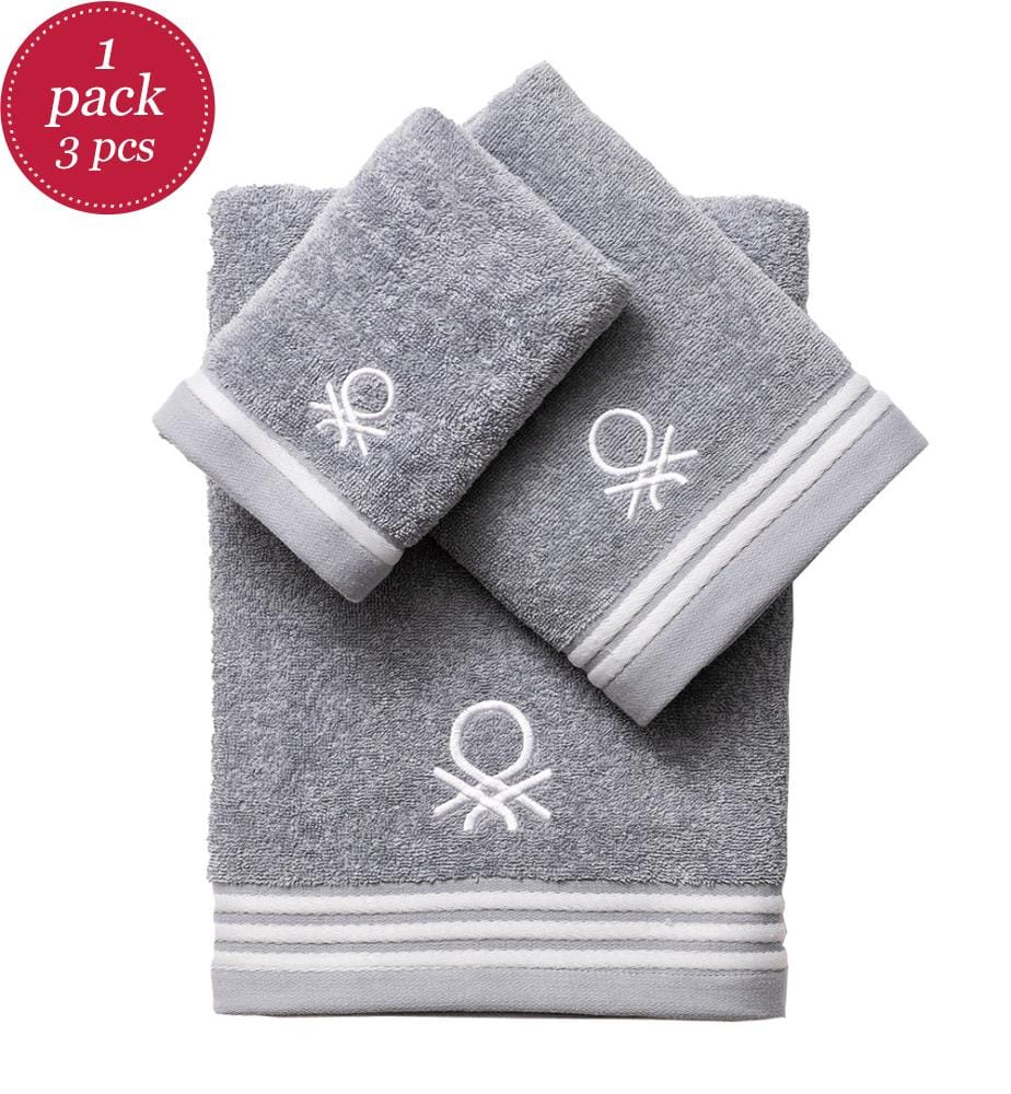 Set of 3 Bath Towels - Gray