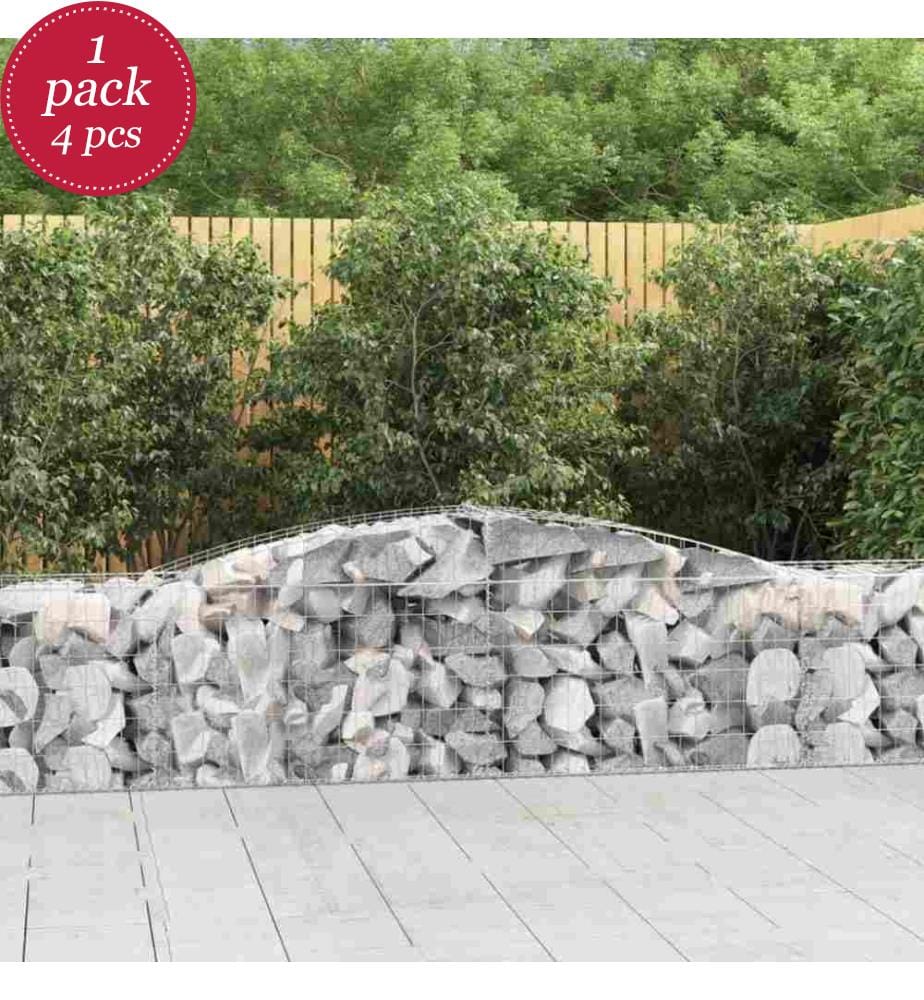 Gabionen mit Hochbogen 4 Stk. 400x50x60/80cm Verzinktes Eisen