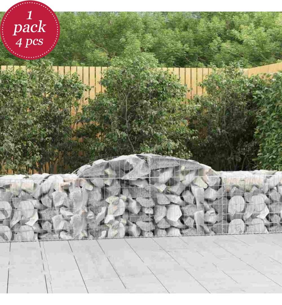 Gabionen mit Hochbogen 4 Stk. 300x30x60/80 cm Verzinktes Eisen
