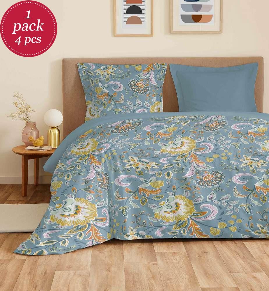 4 Piece Sheet Set for bed 140 x 190 cm - Bergame Turquoise