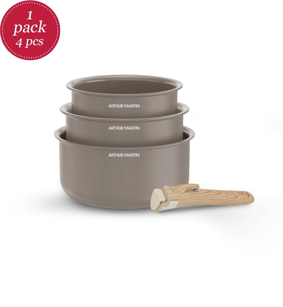 3er-Set Kochtöpfe - Taupe