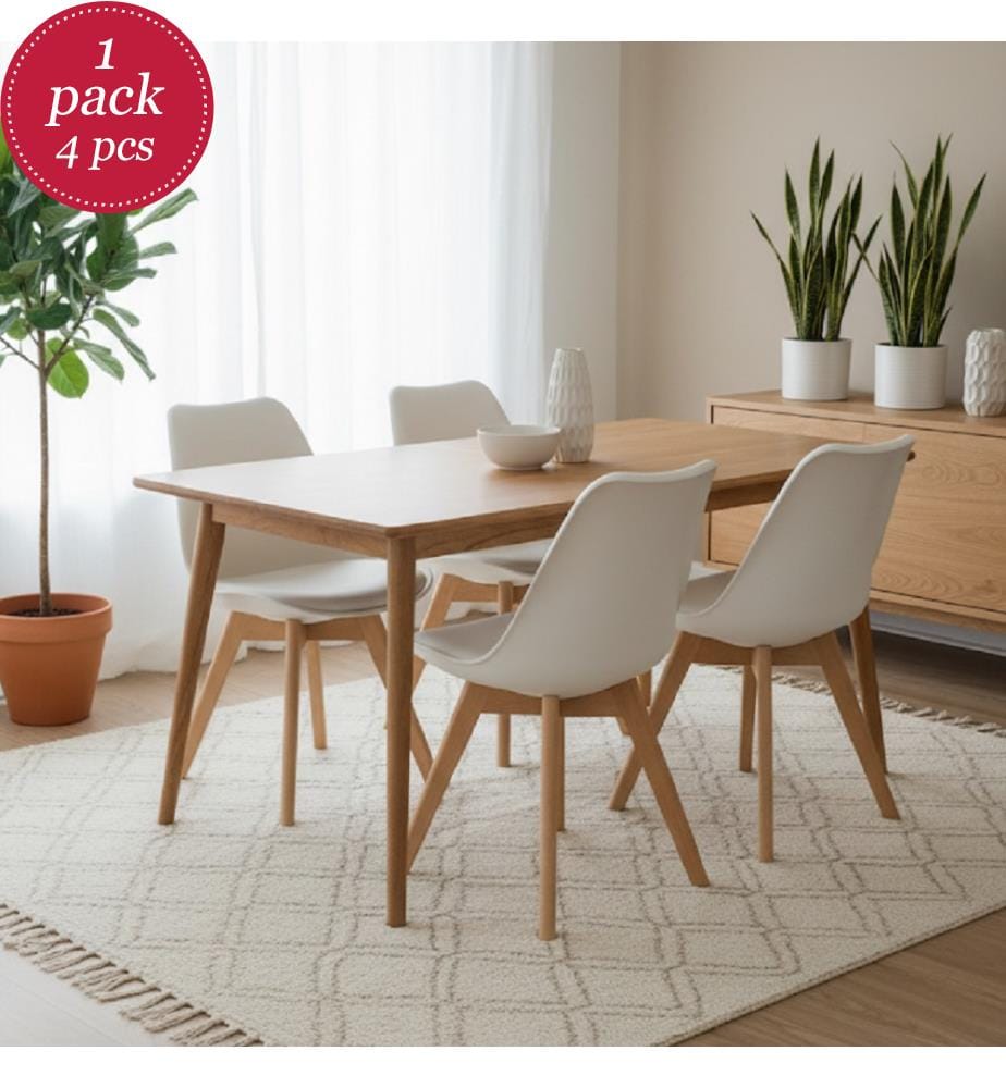4er-Set Carlotta Stühle aus Polypropylen 52x48,5x82 cm - Weiss und Braun