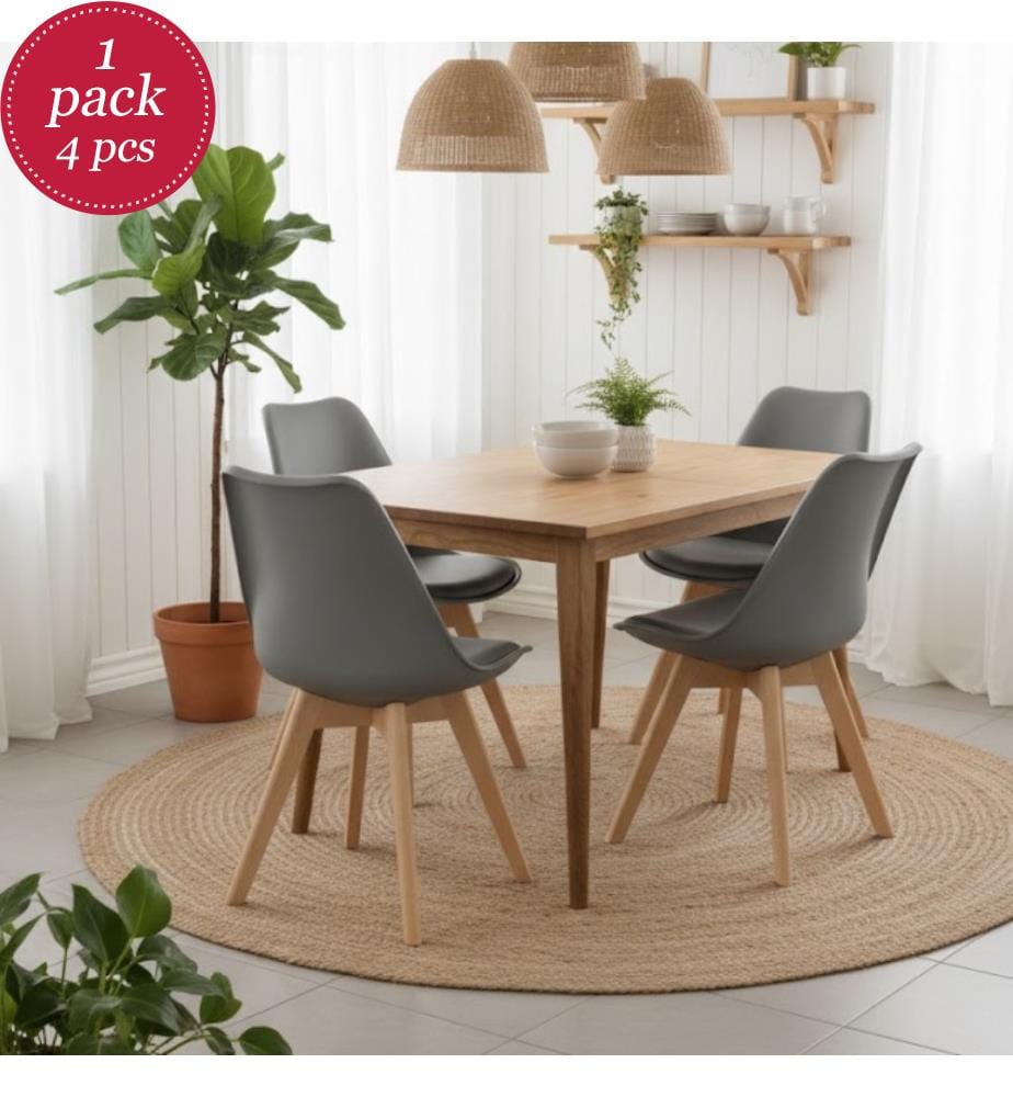 4er-Set Carlotta Stühle aus Polypropylen 52x48,5x82 cm - Grau und Braun