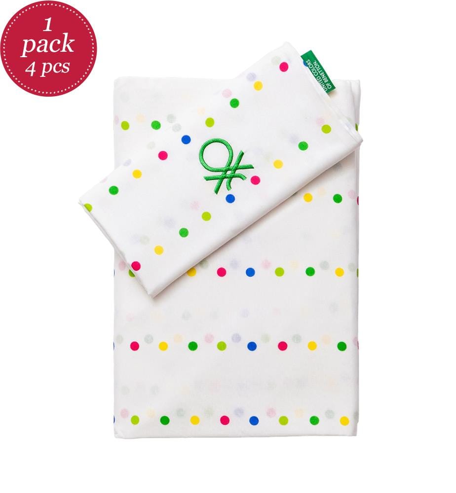 Parure de Lit 4 Pièces (Drap-Housse 160 x 200+30cm + Drap de Dessus 240 x 240cm + 2 x Taies d'Oreiller 45 x 90cm Rainbow 