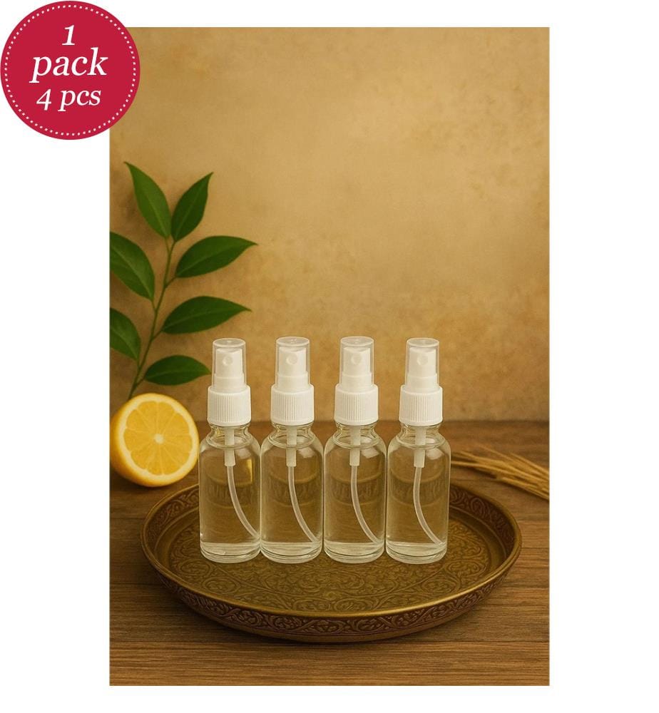 4er-Set Glasflaschen – transparent