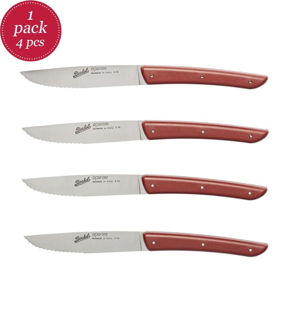 Color Set de 4 couteaux à steak rouge dentelé