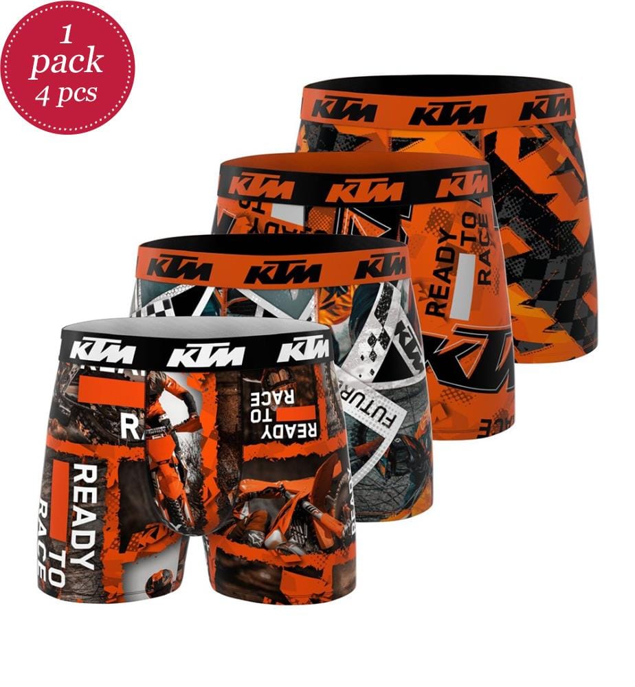 Set of 4 Boxer shorts - Orange and Black