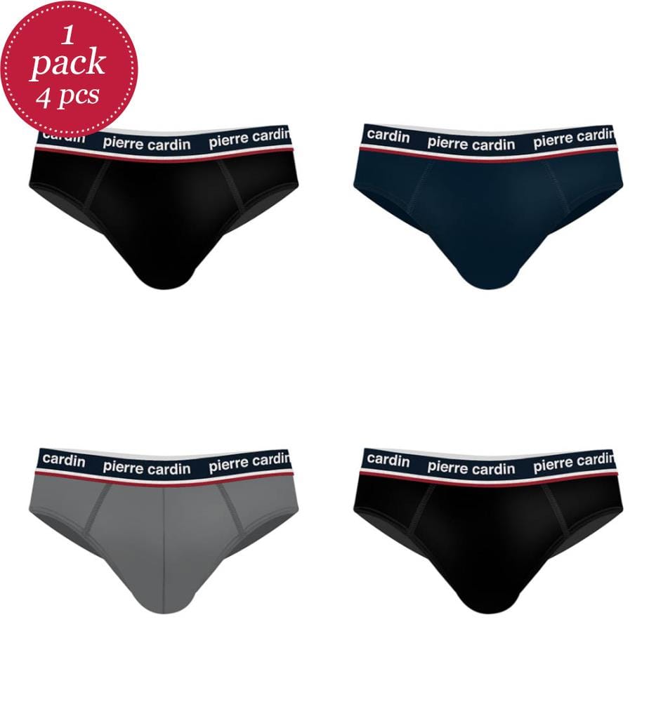 Set of 4 Briefs French - Black & Blue & Grey