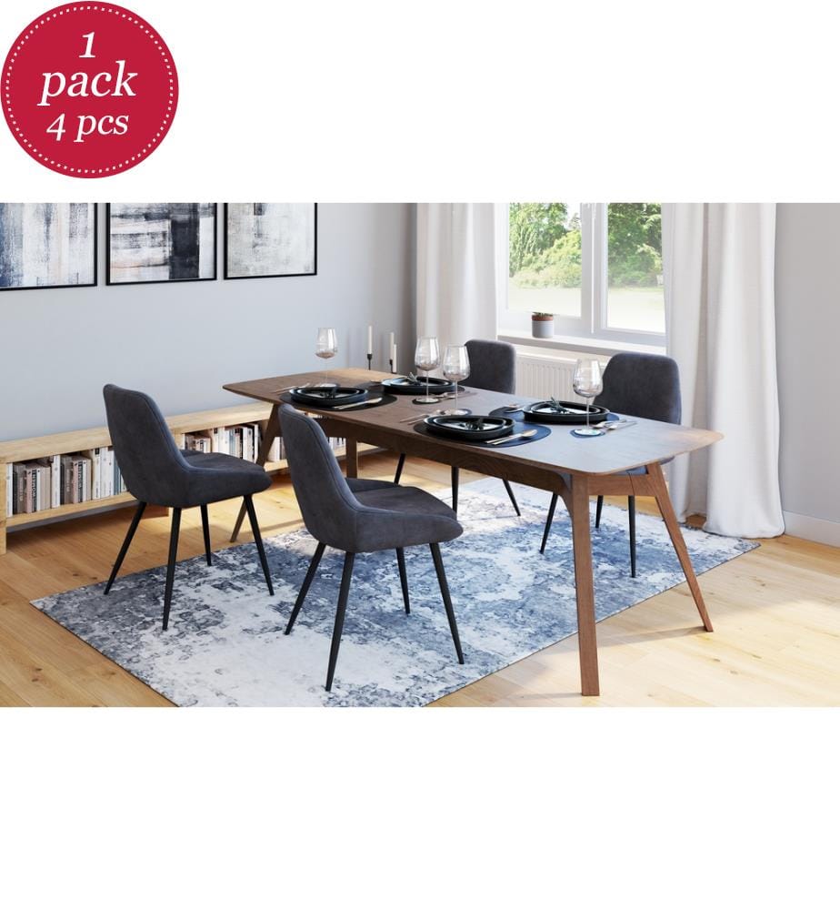 4er-Set Stühle Olivia 47.5 x 54 x 79 cm - Dunkelgrau & Schwarz
