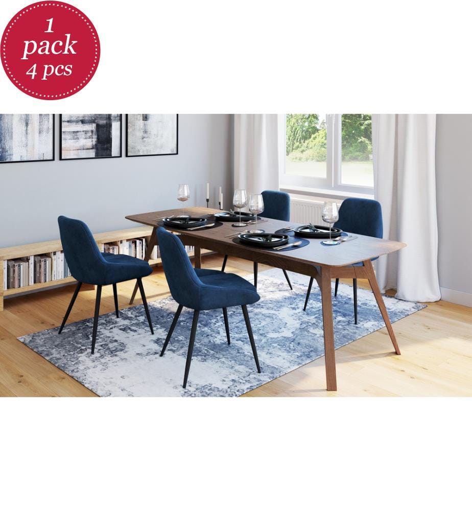 Set di 4 Sedie Olivia 47,5 x 54 x 79 cm - Blu Scuro e Nero