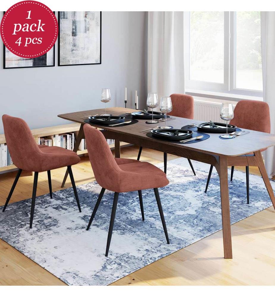 Lot de 4 Chaises Olivia assise terracotta pieds métal - Terracotta