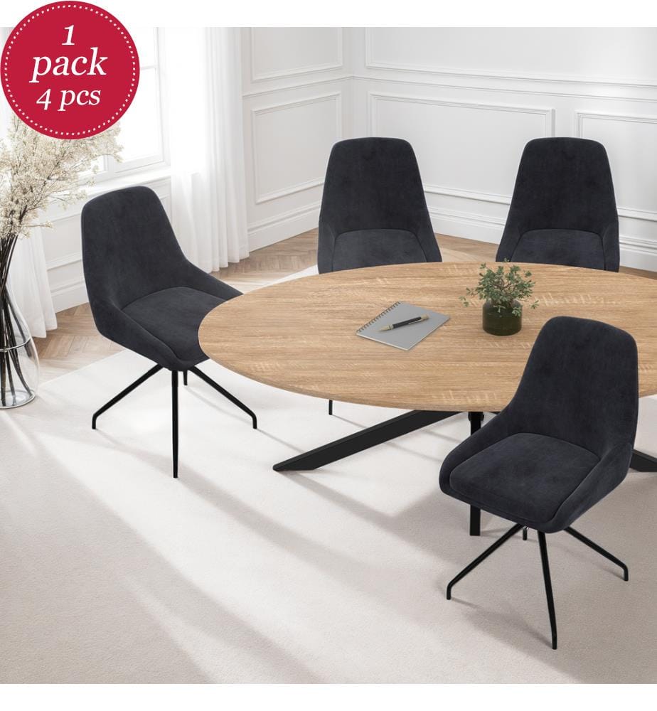 Lot de 4 Chaises Olivia assise pivotante pieds métal - Gris Foncé