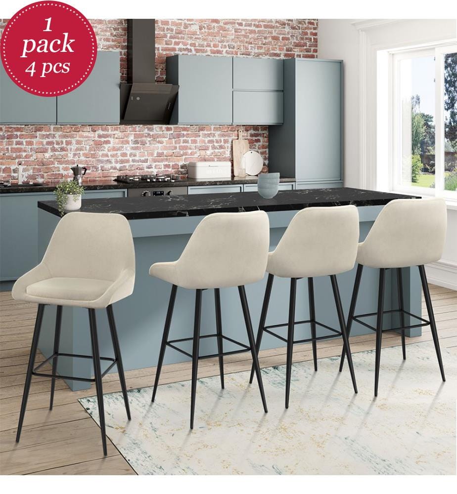4er-Set Barhocker Olivia - Creme