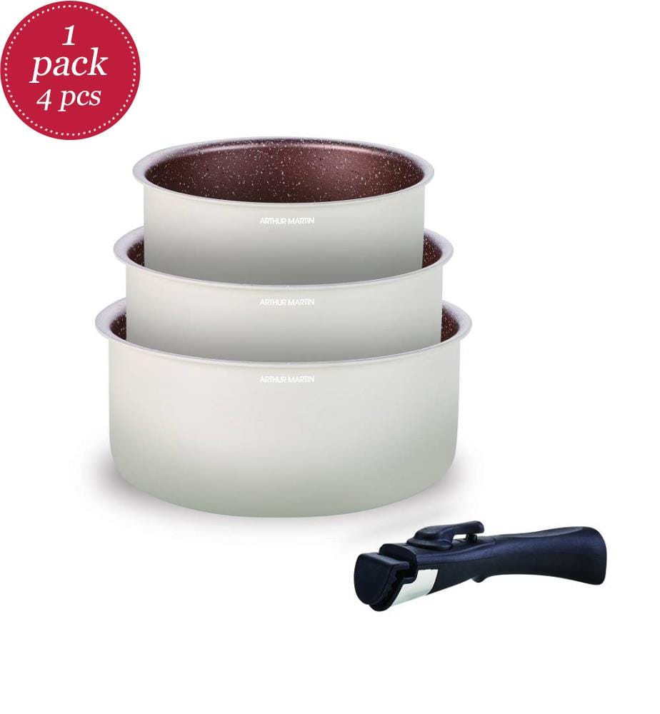 Set of 3 Casseroles 16-18-20 cm + Removable Handle