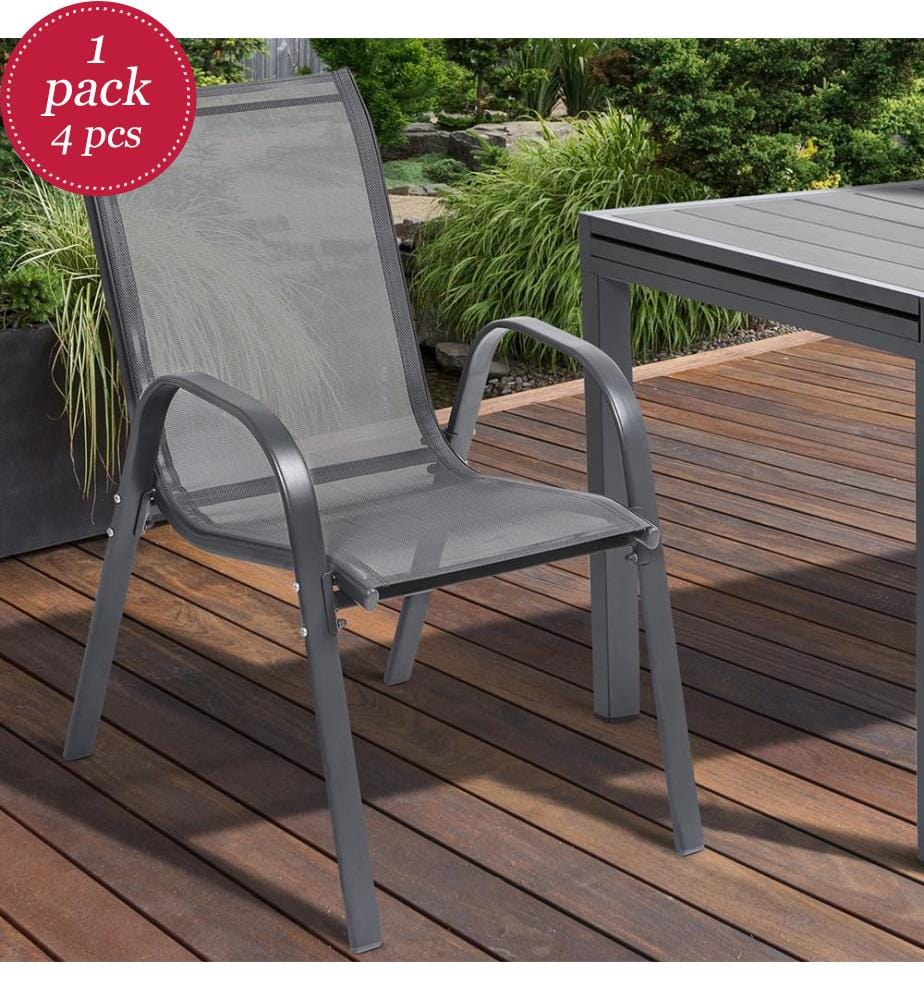 Set of 4 stacking garden chairs - 50 x 46 x 82 cm - Charcoal grey