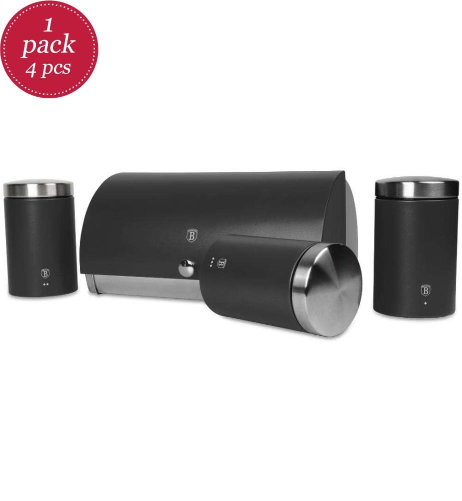 Set mit 4 Teilen: Brotkasten und Vorratsdosen – Anthracite