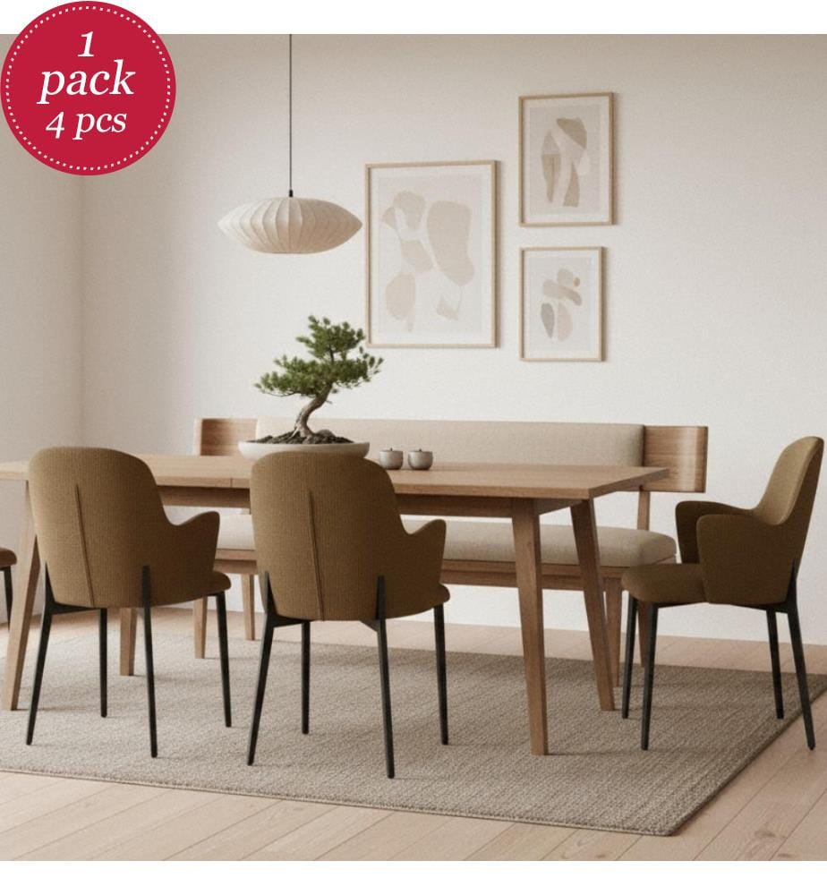4er-Set Sophia Stoffstühle 54x63x80 cm - Braun und Schwarz