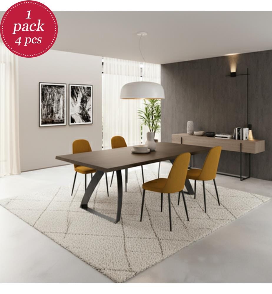 4er-Set Tamara Soft-Touch-Stoffstühle 45x52x85 cm - Karamell und Schwarz