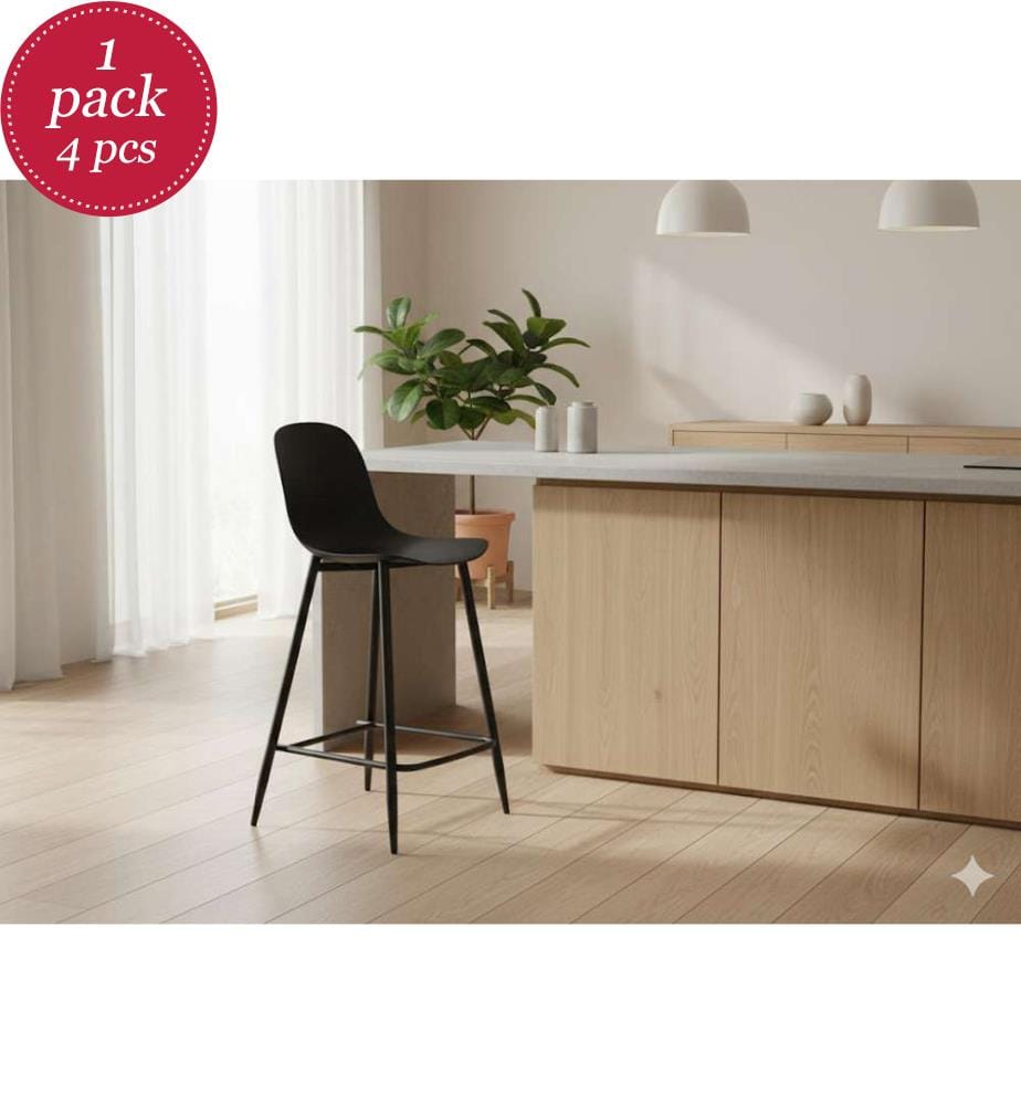 4er-Set Frida Hocker aus Polypropylen 47x47x92 cm - Schwarz