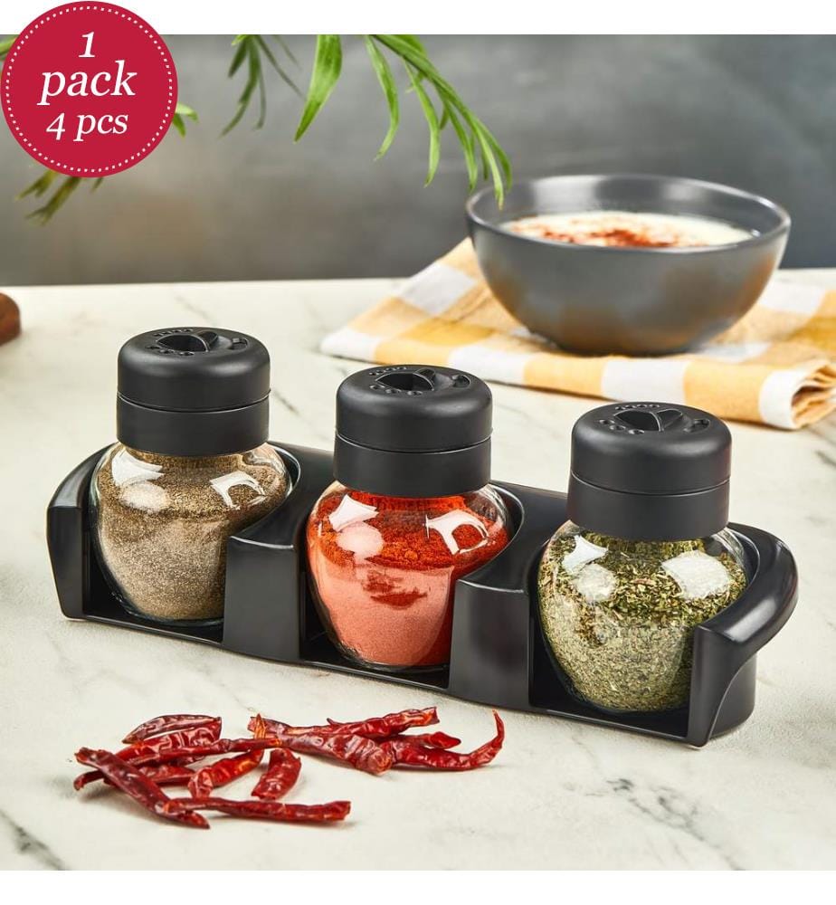 Spice Jar Set, 4 Pieces, Transparent, 100% GLASS