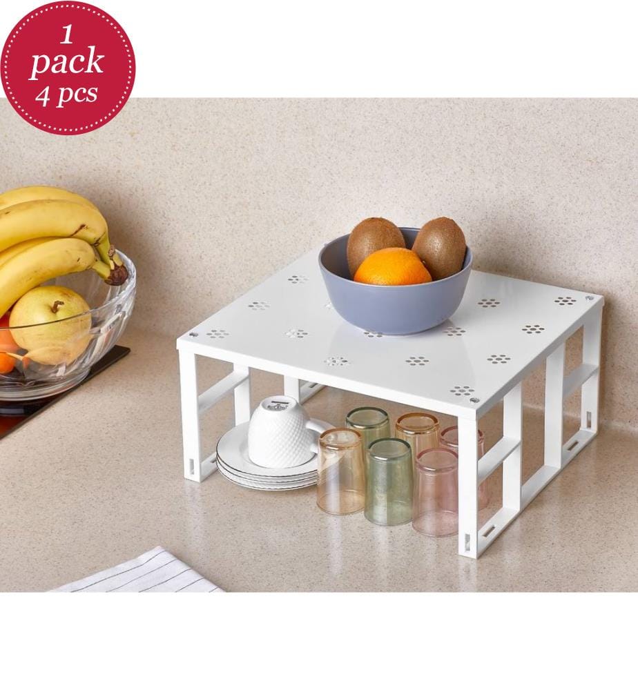 Kitchen Organizer, 4 Pieces, 100% STAINLESS METAL, White
