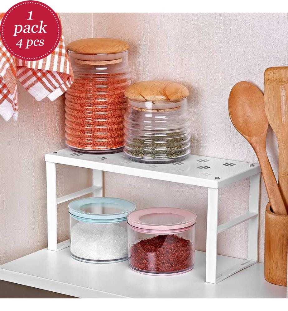 Kitchen Organizer, 4 Pieces, 100% STAINLESS METAL, White