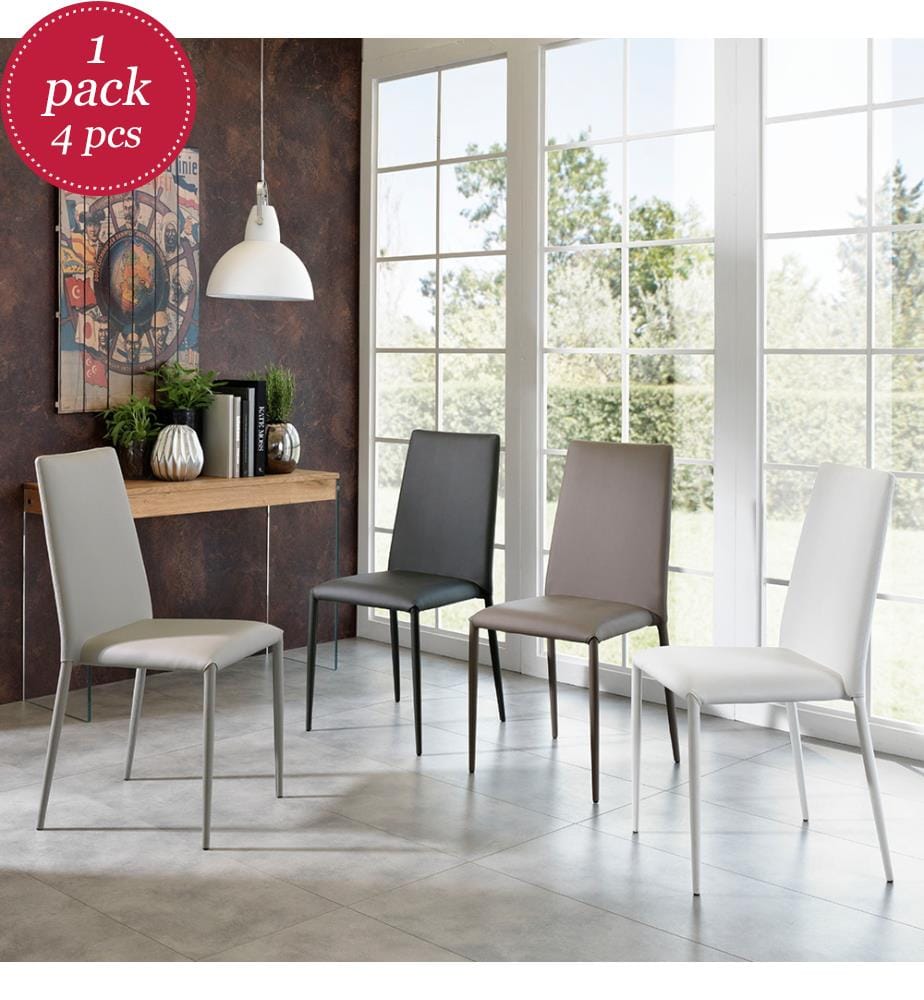 4er Set Cleo Kunstlederstühle 41x42x95 cm - Grau