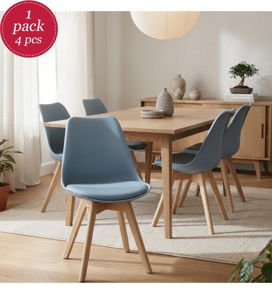 4er-Set Carlotta Stühle aus Polypropylen 52x48,5x82 cm - Hellblau und Braun