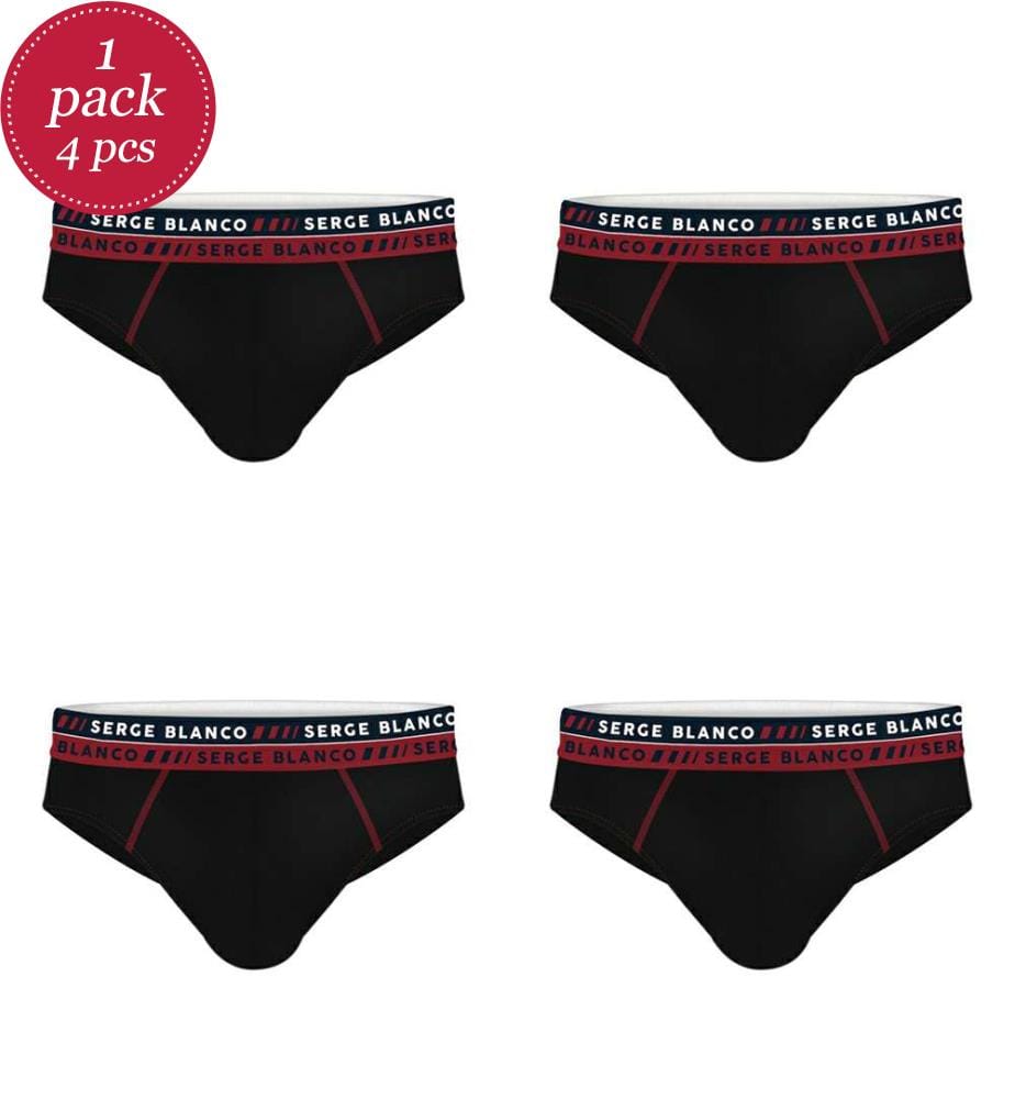 Set di 4 slip in cotone francese - Nero