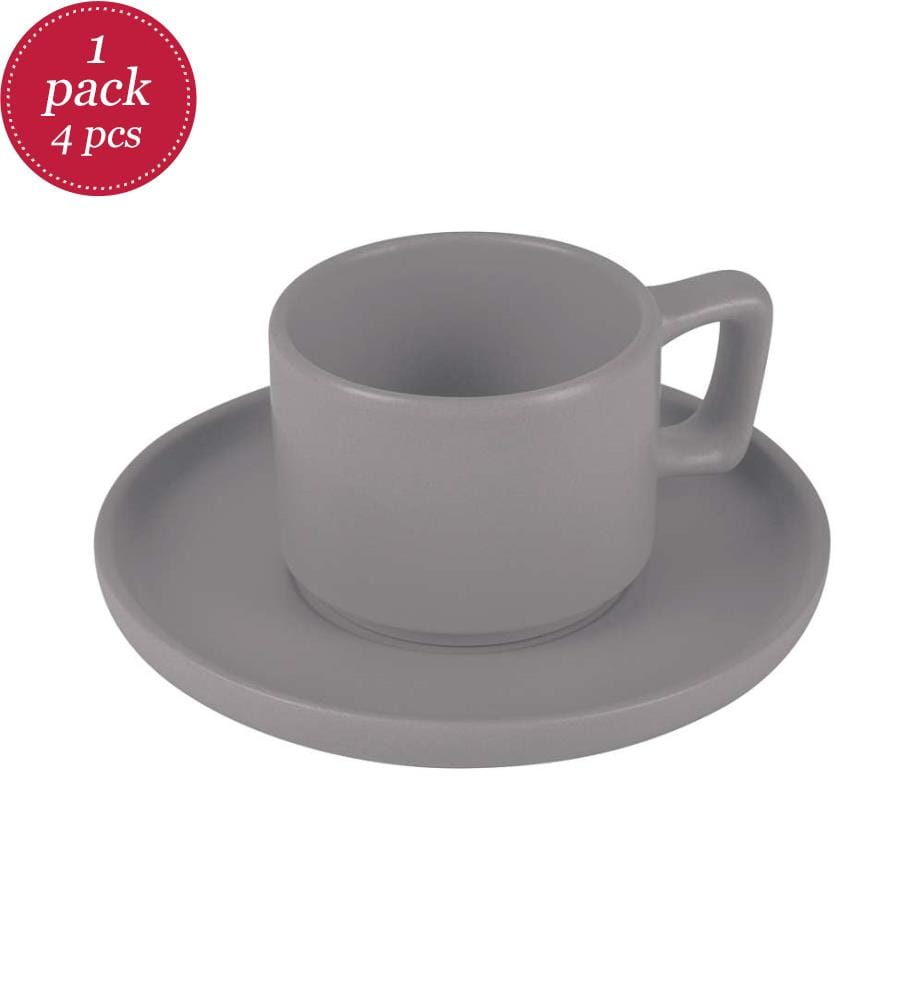 4er-Set Kaffeetassen 100 ml, Taupe Collection - Matt