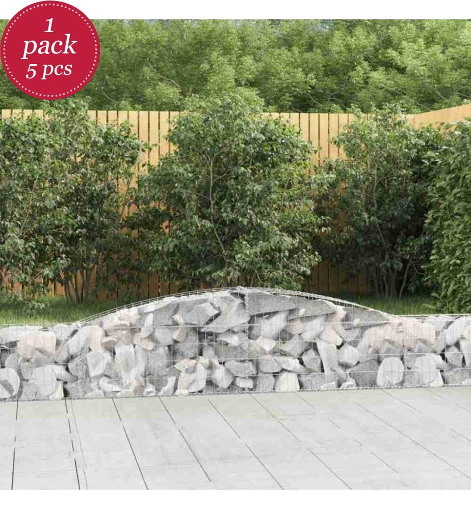 Gabionen mit Hochbogen 5 Stk. 400x30x40/60 cm Verzinktes Eisen