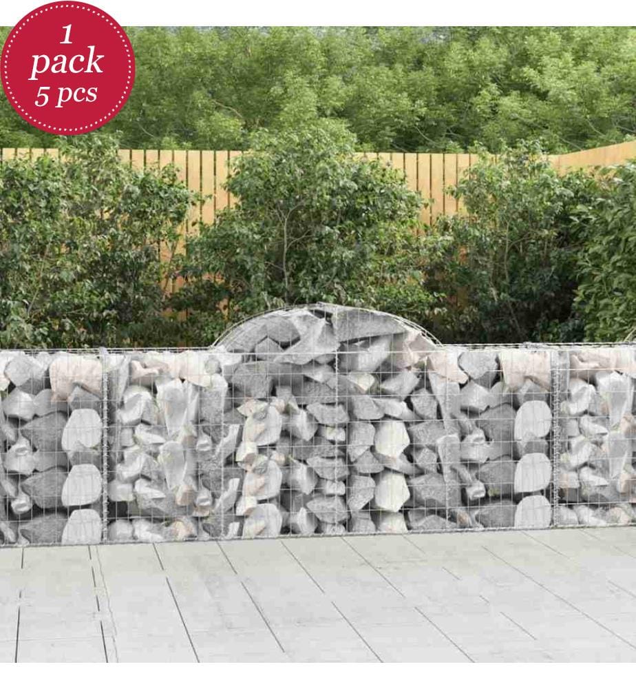 Gabionen mit Hochbogen 5 Stk. 200x50x80/100 cm Verzinktes Eisen