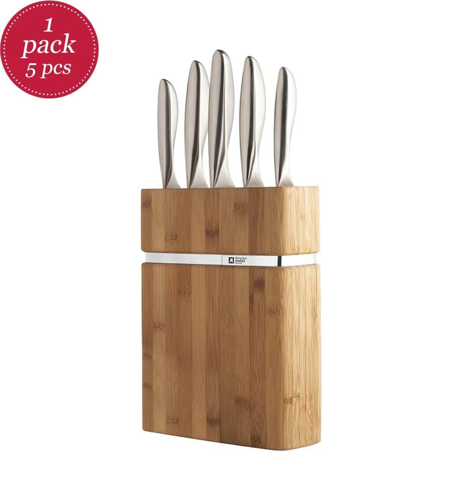 5 coltelli da cucina a forma di blocco in bambù