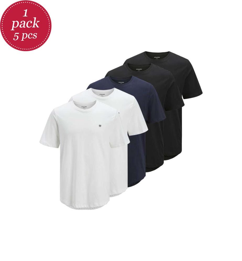 5er-Pack T-Shirts - Weiss, Marineblau & Schwarz