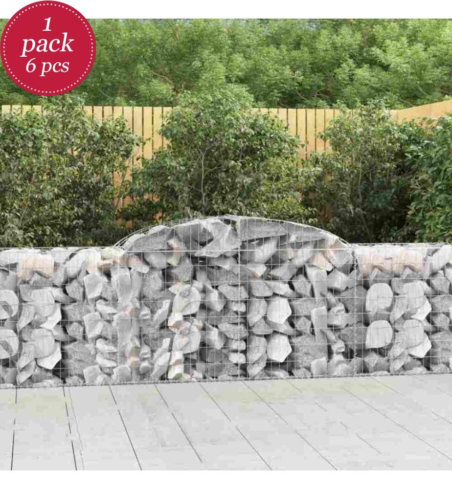 Gabionen mit Hochbogen 6 Stk. 300x50x80/100 cm Verzinktes Eisen