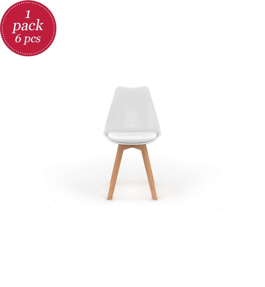 Set of 6 Nordia Chairs 46 x 51 x 79.5 cm - White & Wood