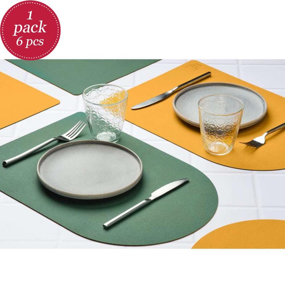 Lot de 6 Sets de table réversibles Arcus - jaune et vert