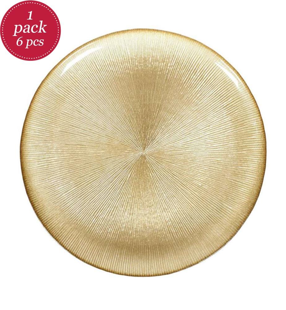 Lot de 6 Assiettes en Verre 27 cm - Doré