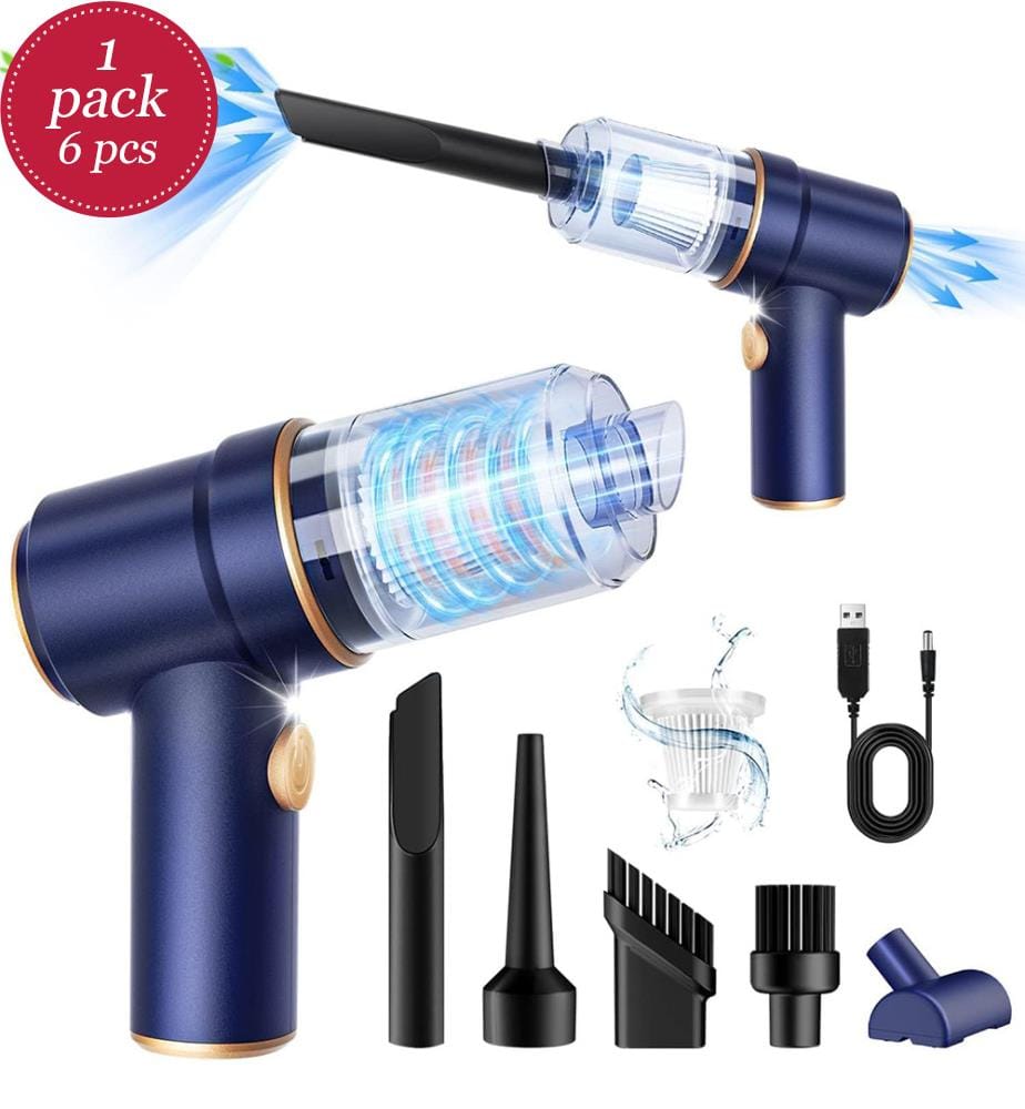 Handstaubsauger für das Auto, 9000Pa Staubsauger und Staubwedel, 120W Hochleistungs-Nass- und Trocken-Handstaubsauger für das Auto mit LED-Licht und Mehrfachdüsen - Blau