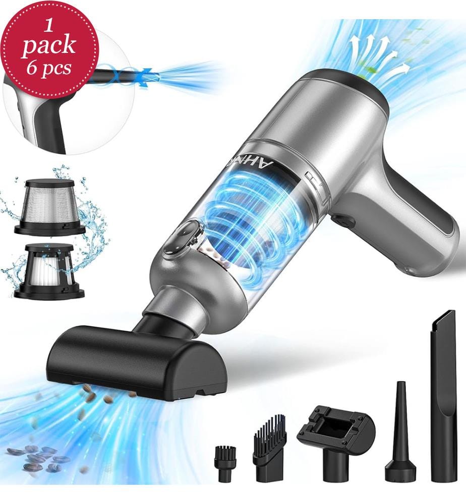 Autostaubsauger kabellos mit bürstenlosem Motor, 20000PA Hochleistungsstaubsauger & Air Duster, 3 in 1 Tastatur tragbarer Staubsauger, Mini Handstaubsauger für Auto und Haushalt - Schwarz und Grau