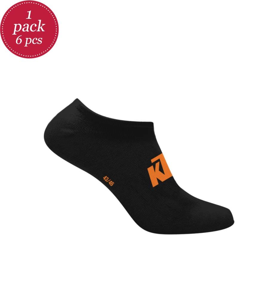 Set of 6 Pairs of Ankle Socks - Black & Orange