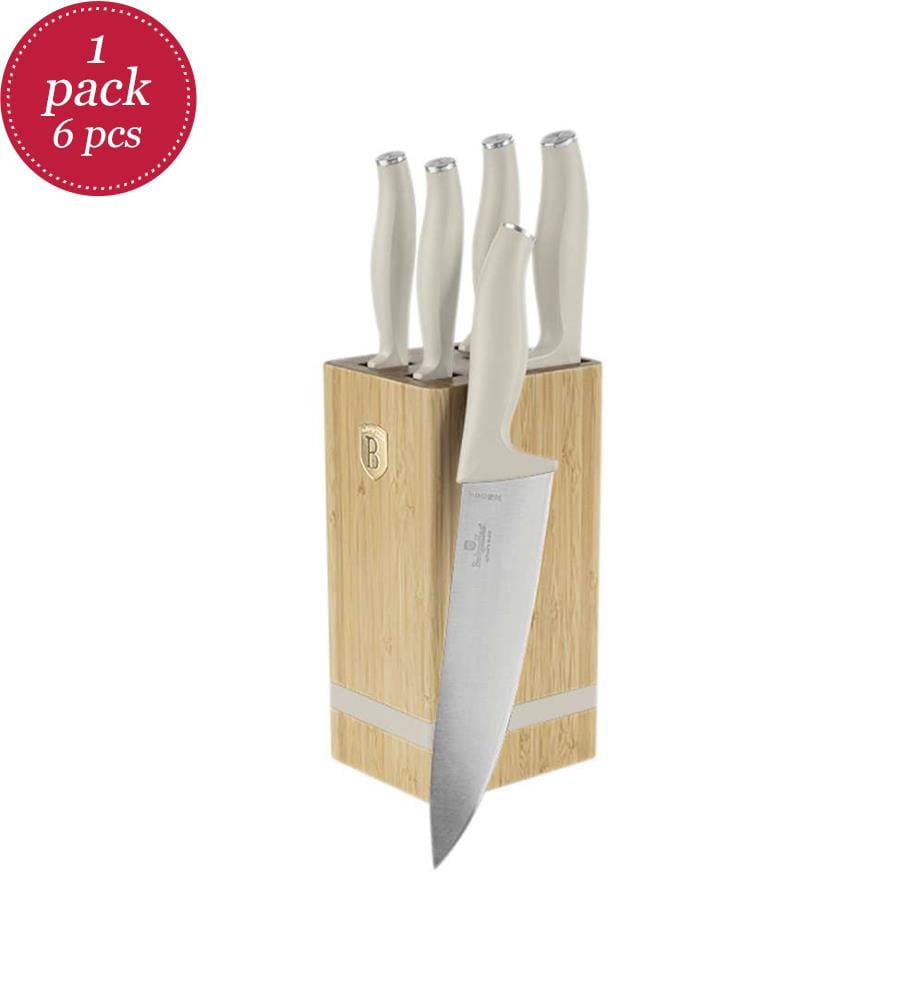 6-teiliges Messerset mit Messerblock, Sahara Collection - Matt Cream