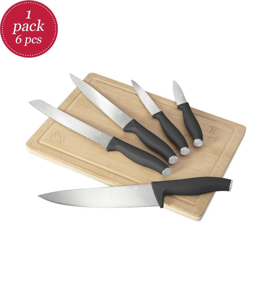 6-teiliges Messerset mit Bambus Schneidebrett, Anthracite Collection - Matt
